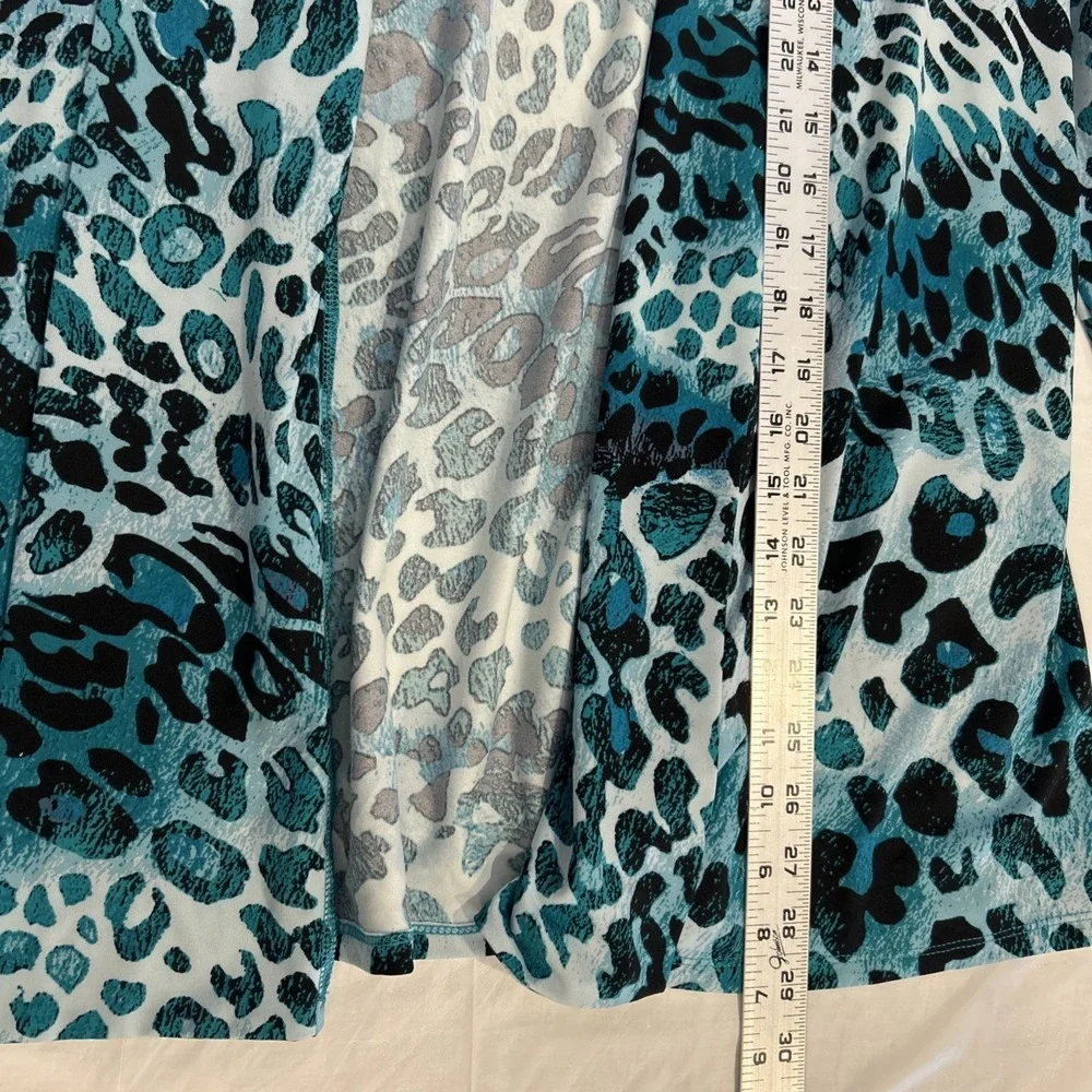 Slinky Brand Womens Twinset Blue Travel Set Top M Animal Print Cardigan Tank - Picture 10 of 11